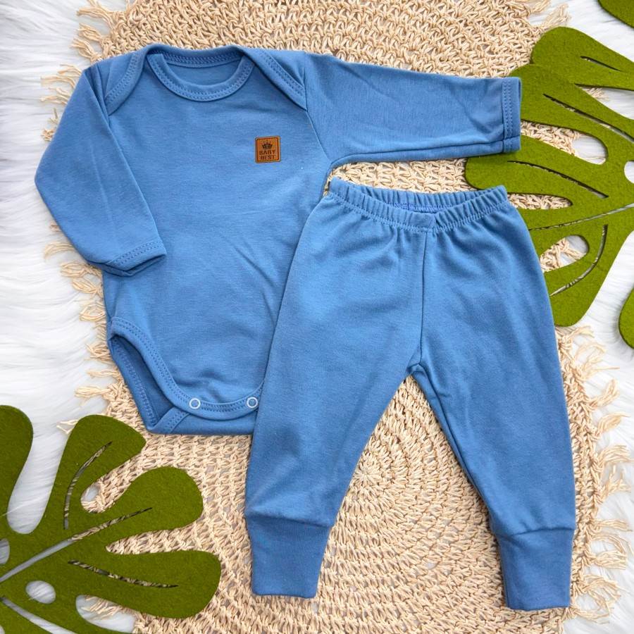 Conj. Body e Calça 100% Algodão Pima com Proteção UV50+ - Azul Jeans